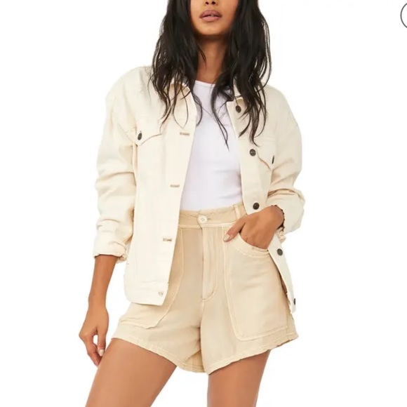 NWT FREE PEOPLE We the Free Jolene Cotton Denim Trucker Jacket